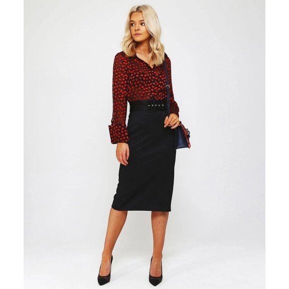 Alice + Olivia Silk Emmerson Burnout Velvet Heart Shirt Sheer Button Down Blouse - Picture 1 of 16